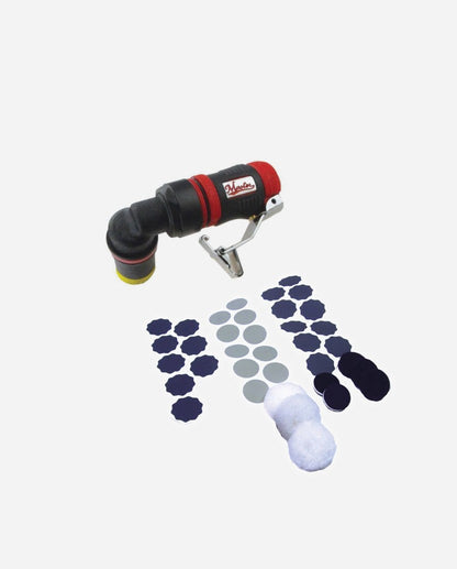 Master Palm 58079 Industrial Small Right Angle Random Orbital Spot Finger Sander/Polisher Set, 7500 Rpm With Precut Sanding Paper - 58079 - USD $250 - Master Palm Pneumatic